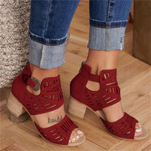 Load image into Gallery viewer, Women Wedge Sandals Mid Heel Summer Slip-on Buckle Ladies Shoes