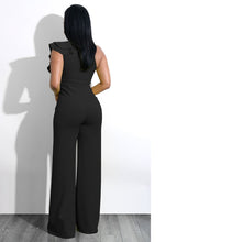 Load image into Gallery viewer, One Shoulder Ruffles Jumpsuits For Women Fashion V Neck Long Wide Leg Pants
