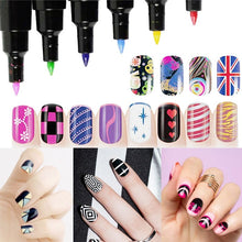 Load image into Gallery viewer, 1PC Beauty 16 Colors Two-way Acrylic Paint Pen DIY Gel Polish Drawing Tools Nails Accessoires Manicure 3D Nail Art Pen