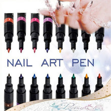 Load image into Gallery viewer, 1PC Beauty 16 Colors Two-way Acrylic Paint Pen DIY Gel Polish Drawing Tools Nails Accessoires Manicure 3D Nail Art Pen