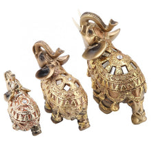 Load image into Gallery viewer, 9cm 10cm 14cm Lucky Feng Shui Golden Elephant Statue Sculpture Wealth Elephants Trunk Statue Figurine Gift for Home Decoration