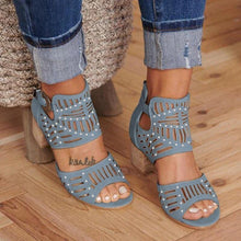 Load image into Gallery viewer, Women Wedge Sandals Mid Heel Summer Slip-on Buckle Ladies Shoes