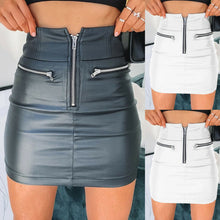 Load image into Gallery viewer, Womens PU Leather Zipper Skirt High Waist Pencil Evening Party Club Wear Bodycon Short Mini Skirt