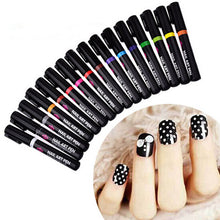 Load image into Gallery viewer, 1PC Beauty 16 Colors Two-way Acrylic Paint Pen DIY Gel Polish Drawing Tools Nails Accessoires Manicure 3D Nail Art Pen