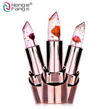 Load image into Gallery viewer, Gold Flower Lipstick 3 Fruit Flavors Temperature changed Lip Balm Moisturizer Lips 3.5g Makeup Brand HengFang #H9302