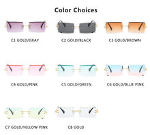Load image into Gallery viewer, Retro Sunglasses Women Brand Designer Fashion Rimless Gradient Sun Glasses Shades Cutting Lens Ladies Frameless Eyeglasses