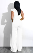 Load image into Gallery viewer, One Shoulder Ruffles Jumpsuits For Women Fashion V Neck Long Wide Leg Pants