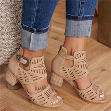 Load image into Gallery viewer, Women Wedge Sandals Mid Heel Summer Slip-on Buckle Ladies Shoes