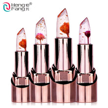 Load image into Gallery viewer, Gold Flower Lipstick 3 Fruit Flavors Temperature changed Lip Balm Moisturizer Lips 3.5g Makeup Brand HengFang #H9302