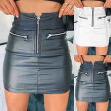Load image into Gallery viewer, Womens PU Leather Zipper Skirt High Waist Pencil Evening Party Club Wear Bodycon Short Mini Skirt