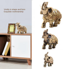 Load image into Gallery viewer, 9cm 10cm 14cm Lucky Feng Shui Golden Elephant Statue Sculpture Wealth Elephants Trunk Statue Figurine Gift for Home Decoration