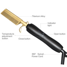 Load image into Gallery viewer, Comb Wet and Dry Hair Use Hair Curling Iron Straightener Comb Electric Environmentally Friendly Titanium Alloy Hair Curler