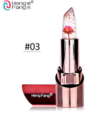 Load image into Gallery viewer, Gold Flower Lipstick 3 Fruit Flavors Temperature changed Lip Balm Moisturizer Lips 3.5g Makeup Brand HengFang #H9302