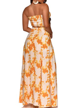 Load image into Gallery viewer, Printed Bandeau Sexy Strapless Crop Tops & Slit Maxi Skirts Set Summer Women Two Piece Set