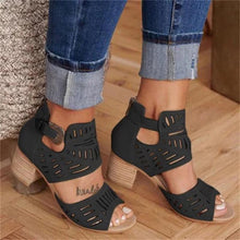 Load image into Gallery viewer, Women Wedge Sandals Mid Heel Summer Slip-on Buckle Ladies Shoes