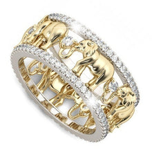 Load image into Gallery viewer, Golden Elephant Ring Romantic Zircon Man/Woman Jewelry