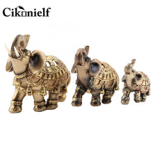 Load image into Gallery viewer, 9cm 10cm 14cm Lucky Feng Shui Golden Elephant Statue Sculpture Wealth Elephants Trunk Statue Figurine Gift for Home Decoration