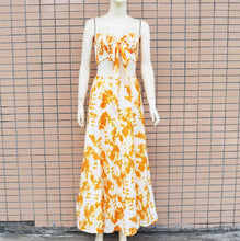 Load image into Gallery viewer, Printed Bandeau Sexy Strapless Crop Tops & Slit Maxi Skirts Set Summer Women Two Piece Set