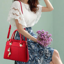 Load image into Gallery viewer, Women Handbags Tassel PU Leather Totes Bag Top-handle Embroidery Crossbody Bag Shoulder Bag Lady Simple Style Hand Bags