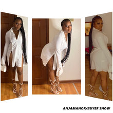 Load image into Gallery viewer, ANJAMANOR Button Split White Long Sleeve Shirt Dress Women Clothes Fashion Sexy Mini Dresses Clubwear Vestidos Sexis D22-CG18