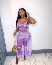 Load image into Gallery viewer, ANJAMANOR Glitter Star Sequin Black Mesh Sexy Maxi Dresses for Women Clothing Summer Sundresses Party Club Outfits D89-CD23