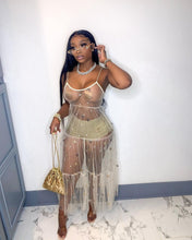 Load image into Gallery viewer, ANJAMANOR Glitter Star Sequin Black Mesh Sexy Maxi Dresses for Women Clothing Summer Sundresses Party Club Outfits D89-CD23