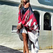 Load image into Gallery viewer, New Sloping Shoulder Long Sleeve Party Dress Casual Sexy Beach Vacation Loose Dresses Fashion Women Striped Irregular Mini Dress