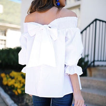 Load image into Gallery viewer, Sexy Off Shoulder Spring Summer Strapless Blouse Women Bowknot Tops Slash Neck Shirts Casual Loose blusas mujer de moda 2019