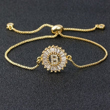 Load image into Gallery viewer, Hot Sale A-Z Initial Copper Pave Setting Cubic Zircon Letter Charm Bracelets Adjustable Chain For Women Lovers Best Jewelry Gift