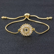 Load image into Gallery viewer, Hot Sale A-Z Initial Copper Pave Setting Cubic Zircon Letter Charm Bracelets Adjustable Chain For Women Lovers Best Jewelry Gift