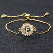 Load image into Gallery viewer, Hot Sale A-Z Initial Copper Pave Setting Cubic Zircon Letter Charm Bracelets Adjustable Chain For Women Lovers Best Jewelry Gift