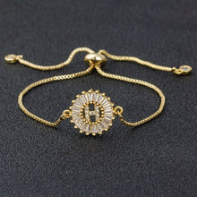 Load image into Gallery viewer, Hot Sale A-Z Initial Copper Pave Setting Cubic Zircon Letter Charm Bracelets Adjustable Chain For Women Lovers Best Jewelry Gift