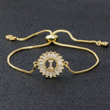 Load image into Gallery viewer, Hot Sale A-Z Initial Copper Pave Setting Cubic Zircon Letter Charm Bracelets Adjustable Chain For Women Lovers Best Jewelry Gift