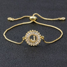 Load image into Gallery viewer, Hot Sale A-Z Initial Copper Pave Setting Cubic Zircon Letter Charm Bracelets Adjustable Chain For Women Lovers Best Jewelry Gift