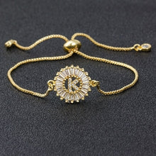 Load image into Gallery viewer, Hot Sale A-Z Initial Copper Pave Setting Cubic Zircon Letter Charm Bracelets Adjustable Chain For Women Lovers Best Jewelry Gift