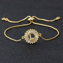 Load image into Gallery viewer, Hot Sale A-Z Initial Copper Pave Setting Cubic Zircon Letter Charm Bracelets Adjustable Chain For Women Lovers Best Jewelry Gift