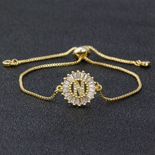 Load image into Gallery viewer, Hot Sale A-Z Initial Copper Pave Setting Cubic Zircon Letter Charm Bracelets Adjustable Chain For Women Lovers Best Jewelry Gift