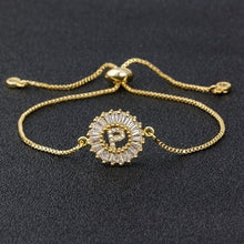 Load image into Gallery viewer, Hot Sale A-Z Initial Copper Pave Setting Cubic Zircon Letter Charm Bracelets Adjustable Chain For Women Lovers Best Jewelry Gift