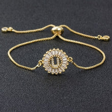 Load image into Gallery viewer, Hot Sale A-Z Initial Copper Pave Setting Cubic Zircon Letter Charm Bracelets Adjustable Chain For Women Lovers Best Jewelry Gift