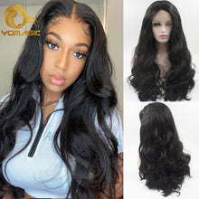 Load image into Gallery viewer, Yomagic Hair Body Wave Lace Front Wigs for Women Black Color Synthetic Hair Glueless Lace Wigs with Natural Hairline