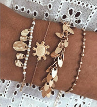 Load image into Gallery viewer, Tocona Bohemian Gold Tassel Bracelets for Women Summer Shell Clear Crystal Stone Pineapple Geometric Heart Bangle Jewelry