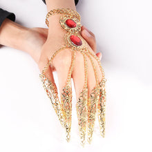 Load image into Gallery viewer, Fashion Indian Thai Golden Finger Bracelet Shining Red Crystal Girl's Belly Dance Bracelet Jewelry