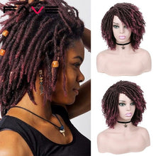 Load image into Gallery viewer, FAVE Dreadlock Wig Braided Twist Black Brown Short Curly Heat Resistant Fiber Synthetic Daily Party Replacement for Women