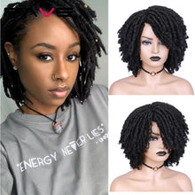 Load image into Gallery viewer, FAVE Dreadlock Wig Braided Twist Black Brown Short Curly Heat Resistant Fiber Synthetic Daily Party Replacement for Women