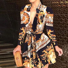 Load image into Gallery viewer, Office Lady Fashion Turn-Down Collar Shirt Dress Elegant Long Sleeve Letter Print Party Dress Autumn Zipper Mini Dress Vestidos