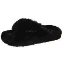 Load image into Gallery viewer, Summer Fluffy Raccoon Fur Slippers Shoes Women Real Fox Fur Flip Flop Flat Furry Fur Slides Outdoor Sandals Woman Amazing Shoes