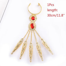 Load image into Gallery viewer, Fashion Indian Thai Golden Finger Bracelet Shining Red Crystal Girl's Belly Dance Bracelet Jewelry
