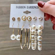 Load image into Gallery viewer, Fashion Gold Hoop Earrings Set Women Pearl Hoop Earrings Oversize Metal Circle Punk Earring 2020 Female Fashion Jewelry