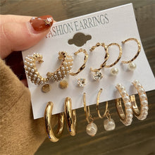 Load image into Gallery viewer, Fashion Gold Hoop Earrings Set Women Pearl Hoop Earrings Oversize Metal Circle Punk Earring 2020 Female Fashion Jewelry