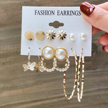 Load image into Gallery viewer, Fashion Gold Hoop Earrings Set Women Pearl Hoop Earrings Oversize Metal Circle Punk Earring 2020 Female Fashion Jewelry
